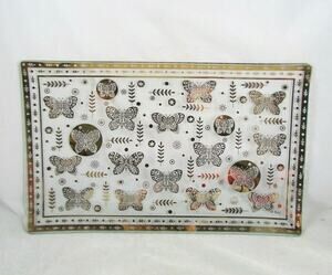 Tracy Porter Briard-Style Glass Serving Platter Butterflies 16 x 10 Mid Century